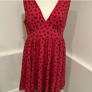 Torrid Deepest Pink Dress with Black Floral Pattern 18 (1x-2x)